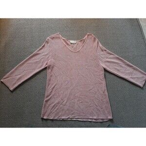 Sarah Arizona Women's Size M Medium 3/4 Sleeve Pink Knit Shirt Top